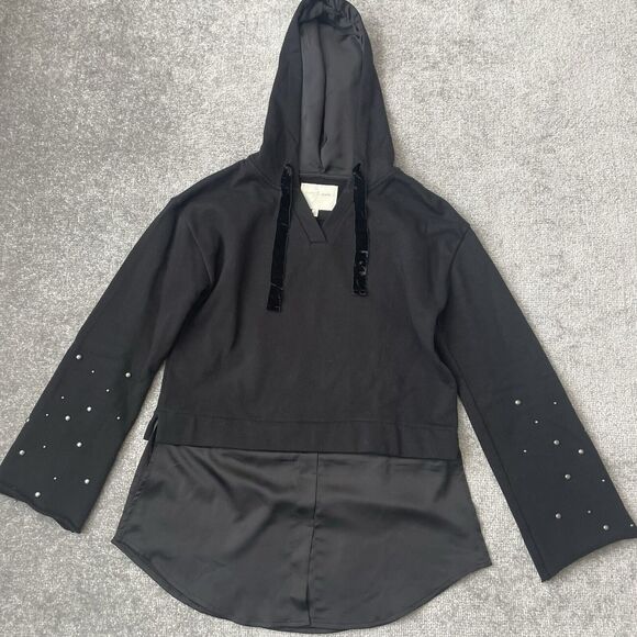 Grey State Tops - Grey State Hoodie Womens 1 (Size Small) Black Studded Sleeves Hooded Sweatshirt